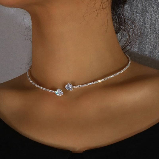 Fashion Jewelry Rhinestone Heart Collar Choker Necklace