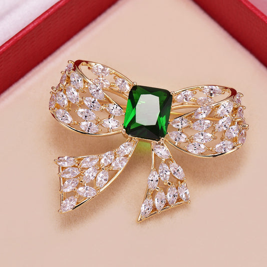 Zircon Bow Brooch Simple Sweater Corsage Accessories