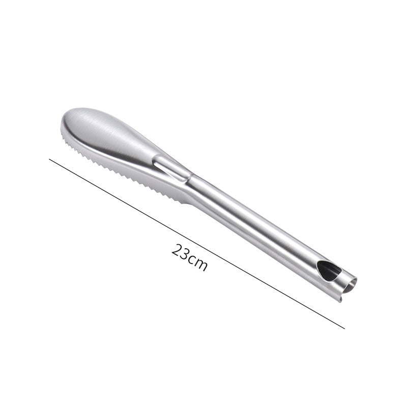 Stainless steel cocktail捅针 with 23cm measurement indication on a white background.