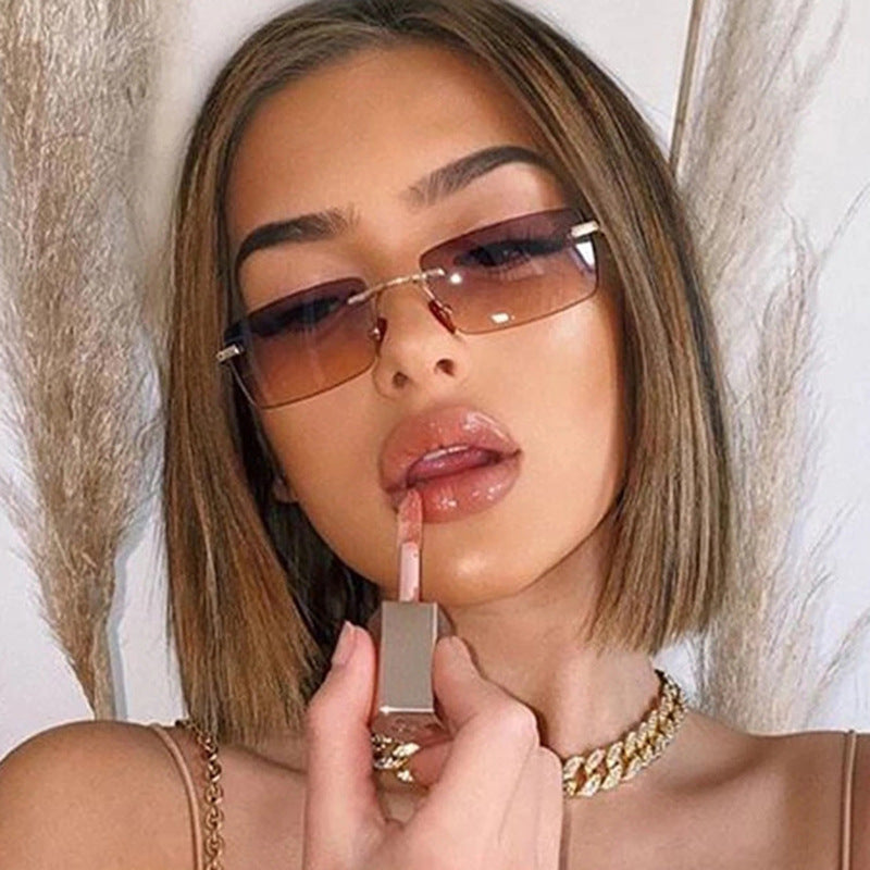 Fashion Rimless Cut-Edge Ocean Lens Sunglasses