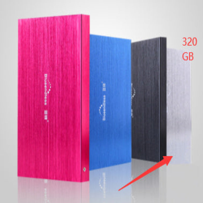 Three hard drives in pink, blue, and black with a capacity indicator.