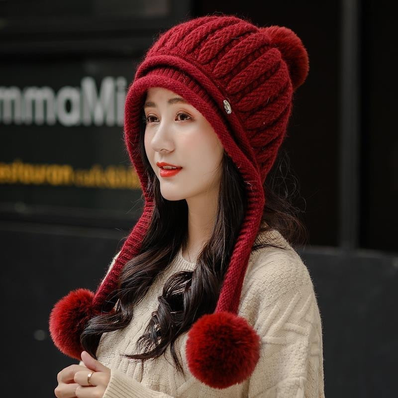 Women's Striped Fleece Colorblock Dome Hat