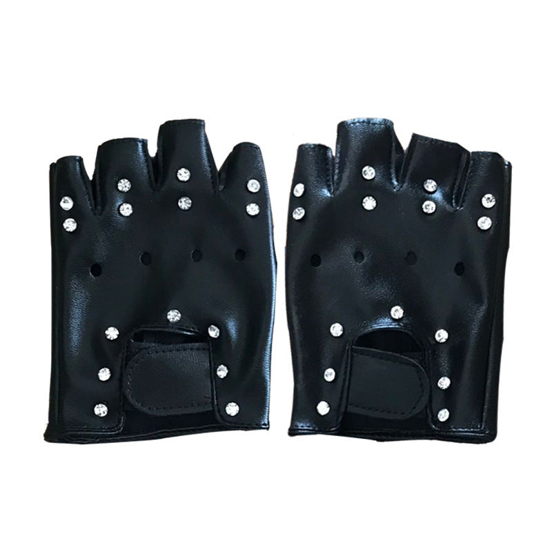 PU Kids Sports Big Kids Eat Chicken Half-Finger Riding Gloves