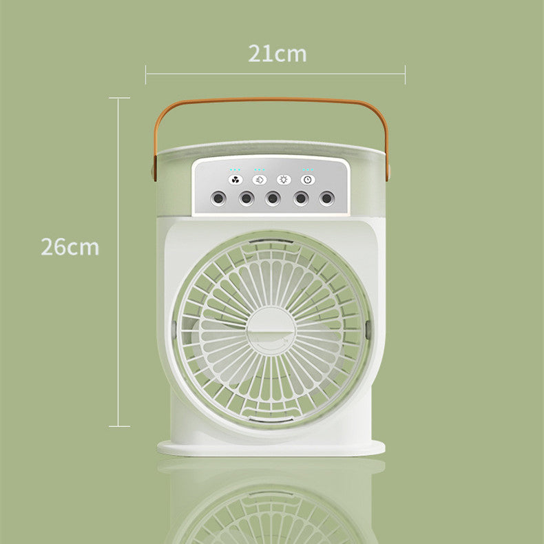 USB Air Cooler Fan with 5 Spray Modes, 7-Color LED, and 600ML Tank