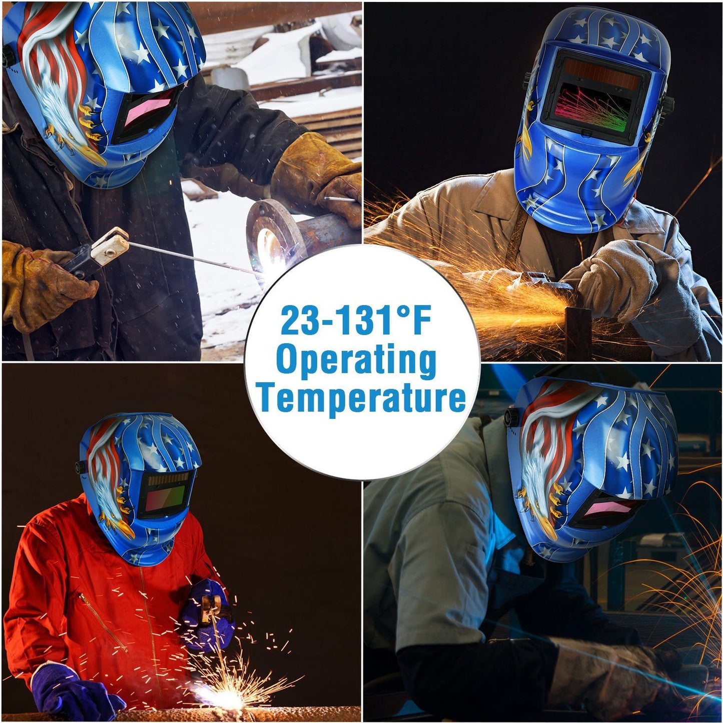 Welding Helmet Solar Powered Auto Darkening Hood With Adjustable Wide Shade Range 9-13 For Mig Tig Weld Grinding Welder Mask
