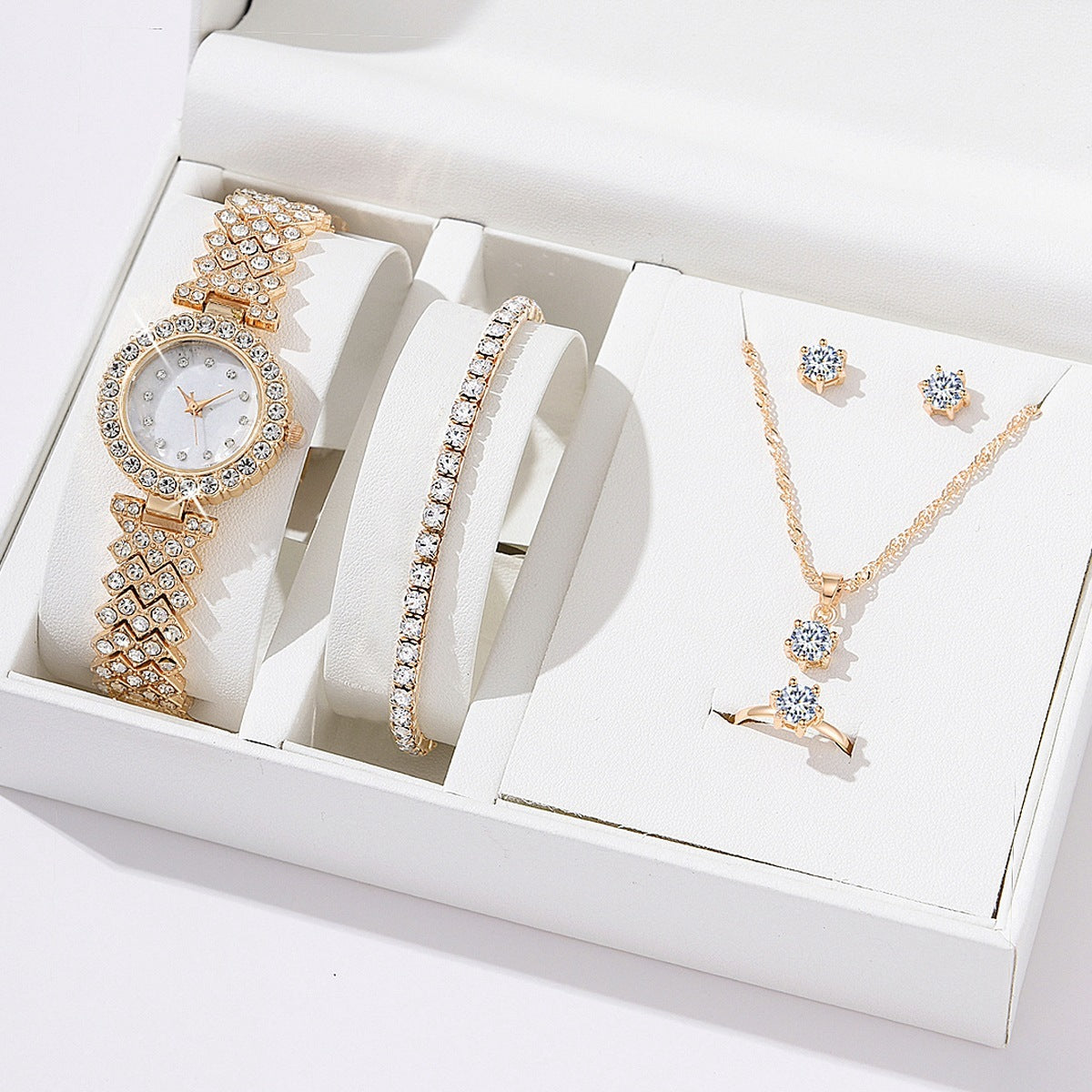 Diamond Women’s Luxury Rhinestone Quartz Watch Set