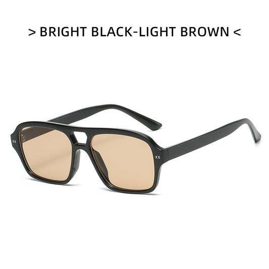Retro Double Bridge Polygonal Sunglasses for Men and Women