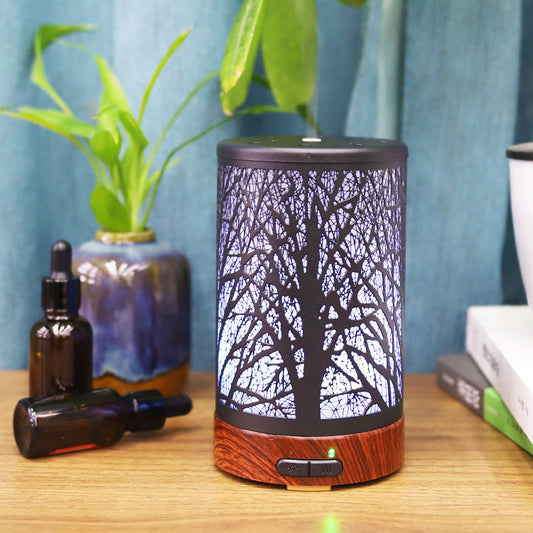 Tree Shadow Iron Art Aroma Diffuser Mute Humidifying Colorful Night Lamp Yoga Fragrance