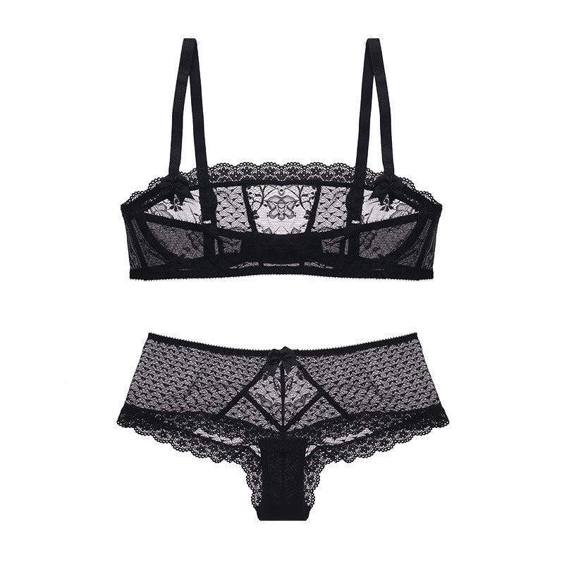 Women's Lace Bra and Underwear Set – Elegant Design with Steel Ring