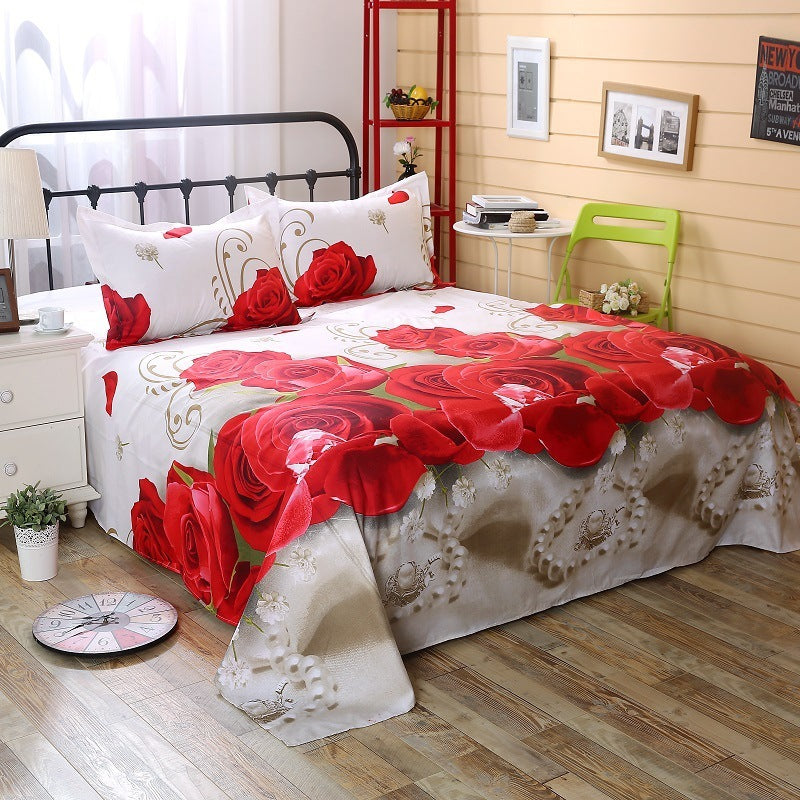3D single bed sheet three-piece set