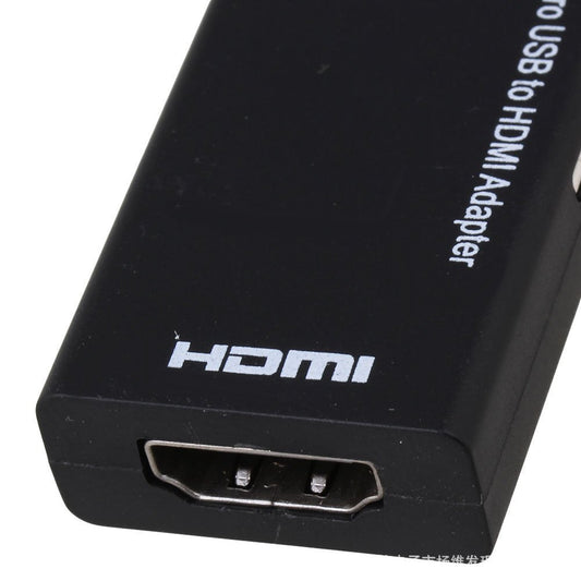 Black HDMI adapter with port on a white background