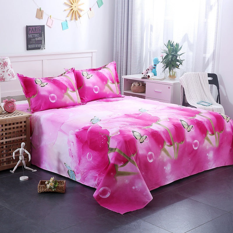 3D single bed sheet three-piece set