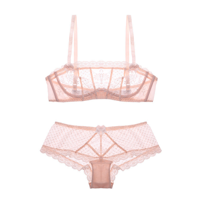 Women's Lace Bra and Underwear Set – Elegant Design with Steel Ring