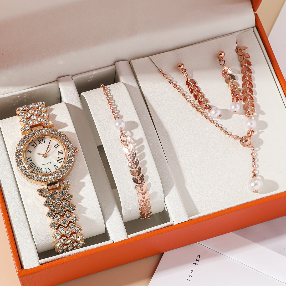 Diamond Women’s Luxury Rhinestone Quartz Watch Set