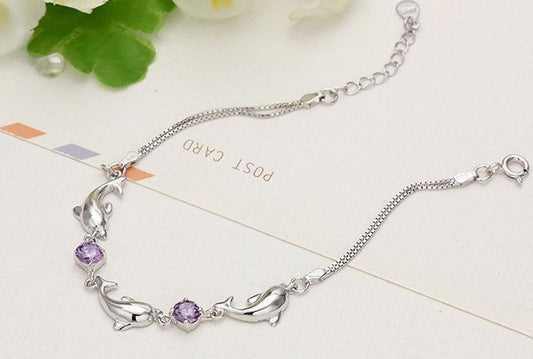 Trendy Women 925 Silver Dolphin Bracelet