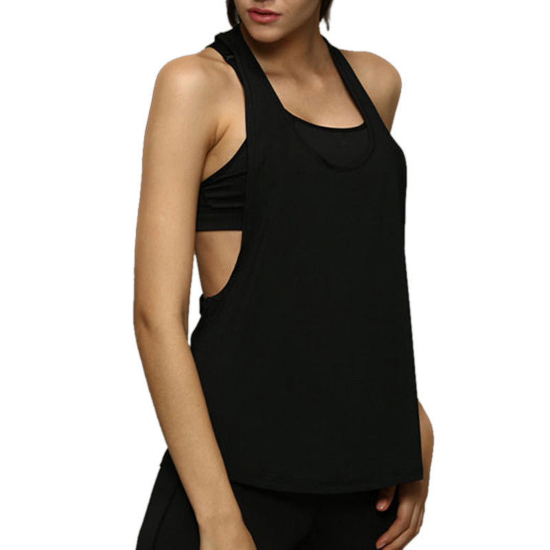 Europe and the United States sexy sleeveless strapless perspective loose sports vest vest female summer wear blouse shirt fitness running