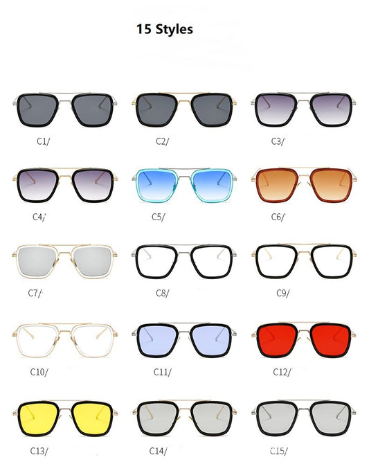 New Fashion Sunglasses Men Metal Square Iron Glasses
