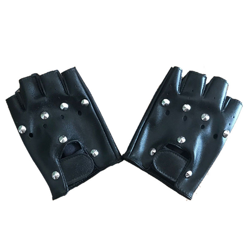PU Kids Sports Big Kids Eat Chicken Half-Finger Riding Gloves