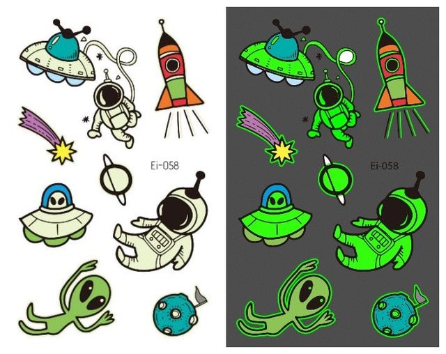 Waterproof Kids Aerospace Luminous Tattoo Stickers
