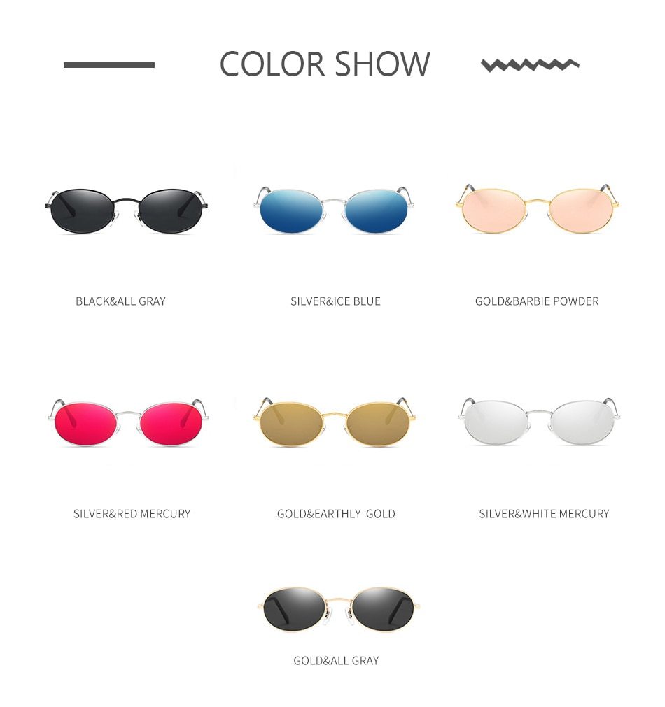 Women’s Oval Metal Frame Sunglasses