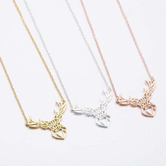 Antler pendant animal necklace female