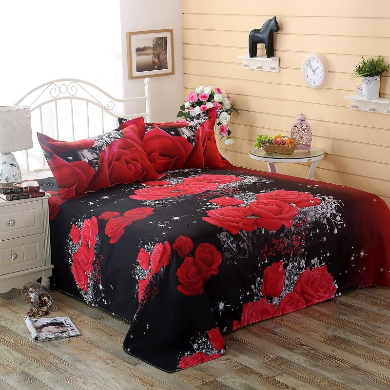 3D single bed sheet three-piece set