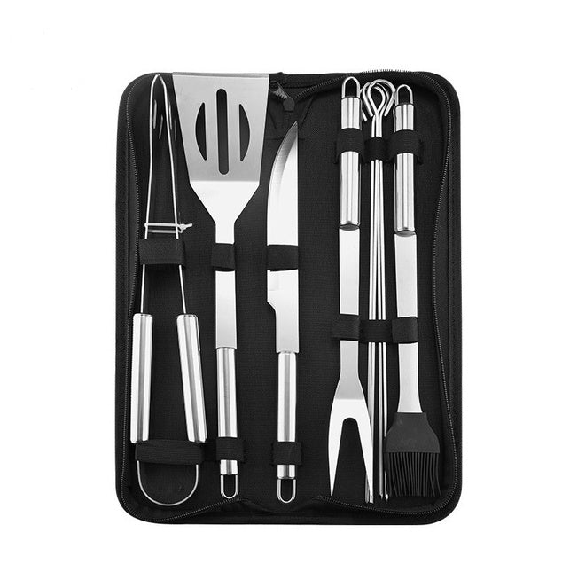10-Piece Stainless Steel BBQ Barbecue Tool Set