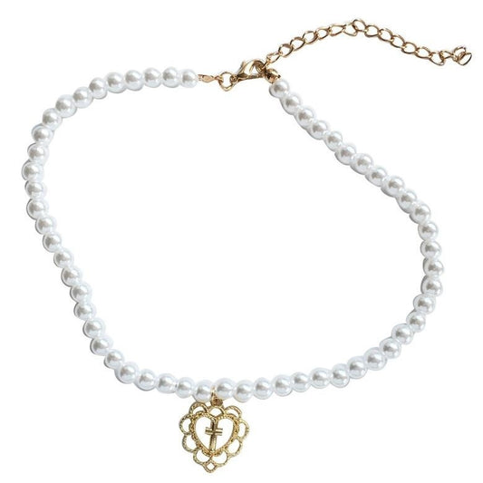 Pearl Necklace Female Cross Love Necklace