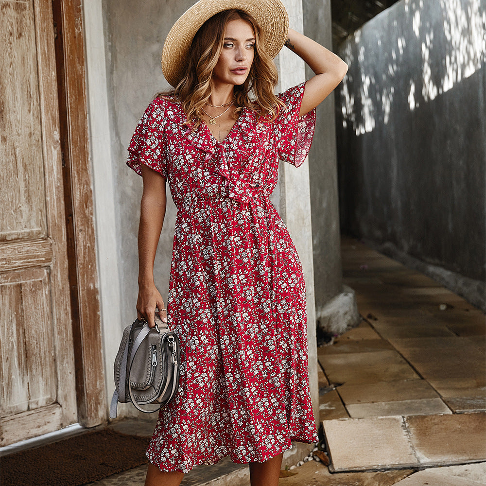 Short floral short sleeve dress