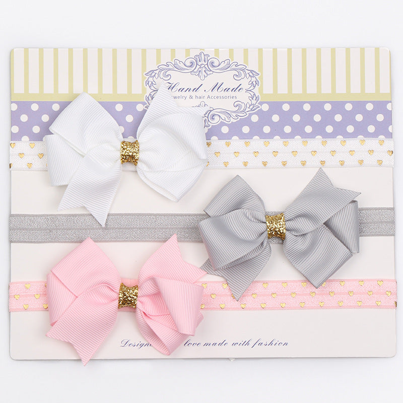 European And American New Headband Combination Bow Baby Hair Accessories Set