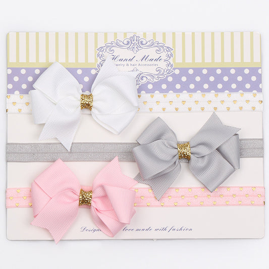 European and American New Headband Combination Bow Baby Hair Accessories Set