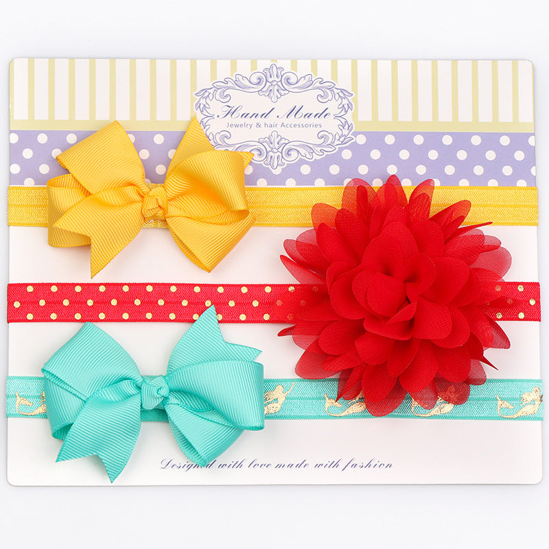 European And American New Headband Combination Bow Baby Hair Accessories Set