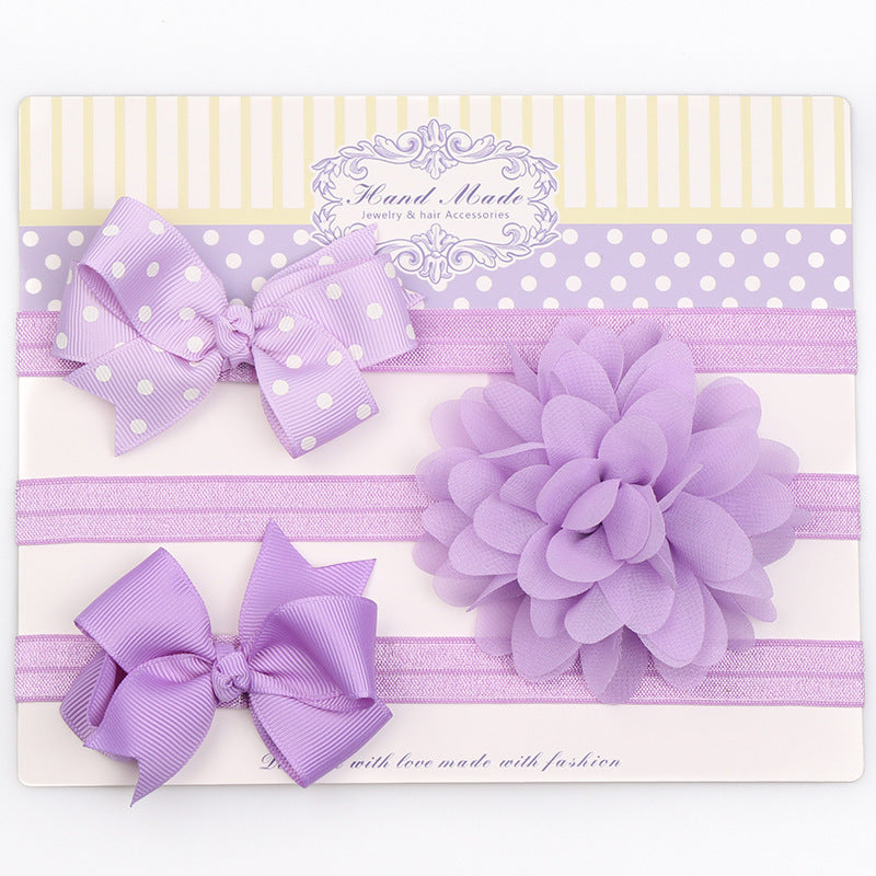 European And American New Headband Combination Bow Baby Hair Accessories Set