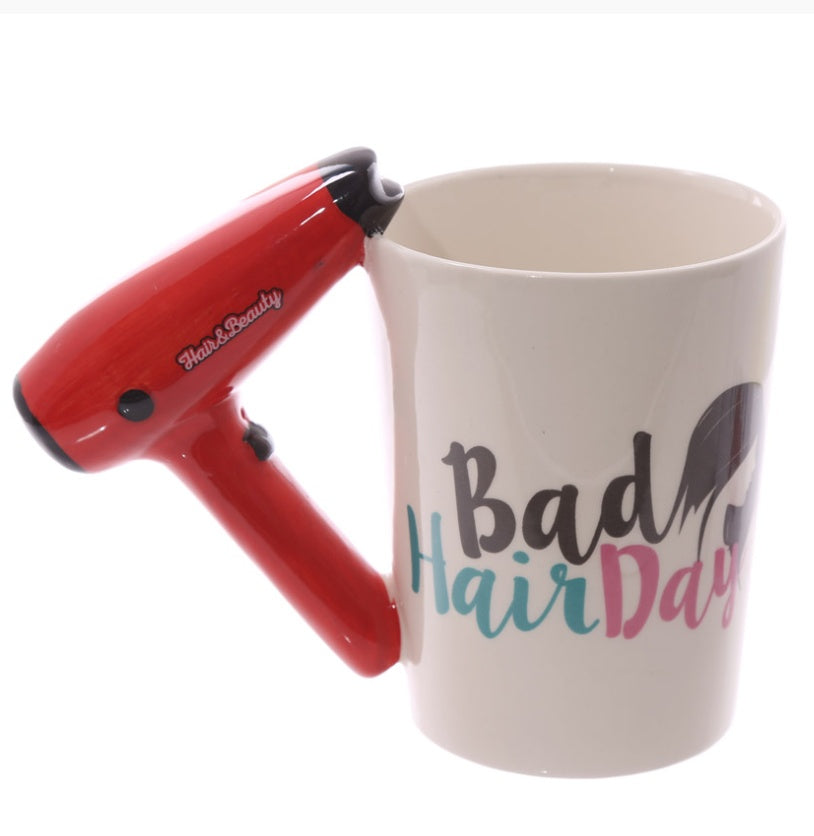 Creative Ceramic Hair Dryer Mug Ladies Tool Hair Dryer Hair Salon Bathroom Decor Vanity Decor Coffee Cup Hairdresser Gift