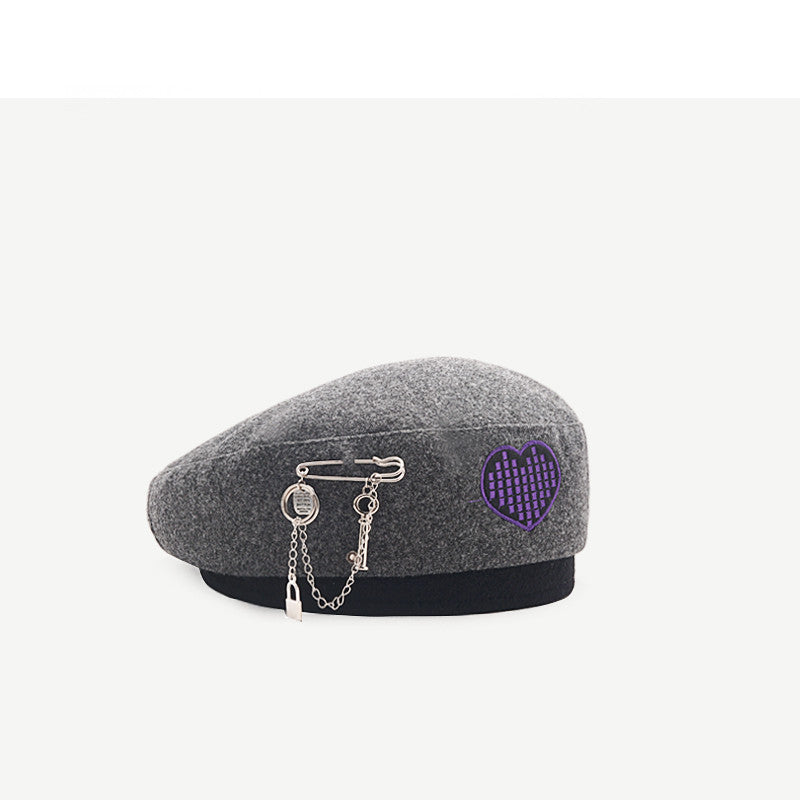 Woolen Love Embroidery Beret