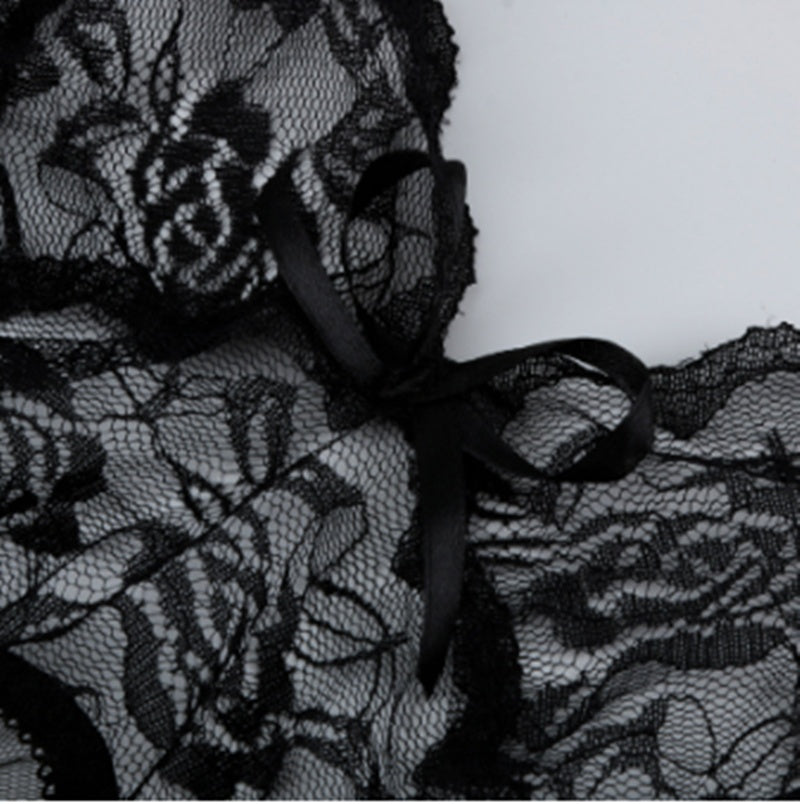 Elegant Front Slit Nightdress – Lace Short Skirt
