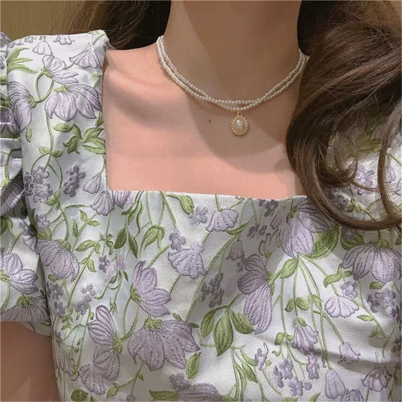 Retro Baroque Court Style Double Pearl Necklace