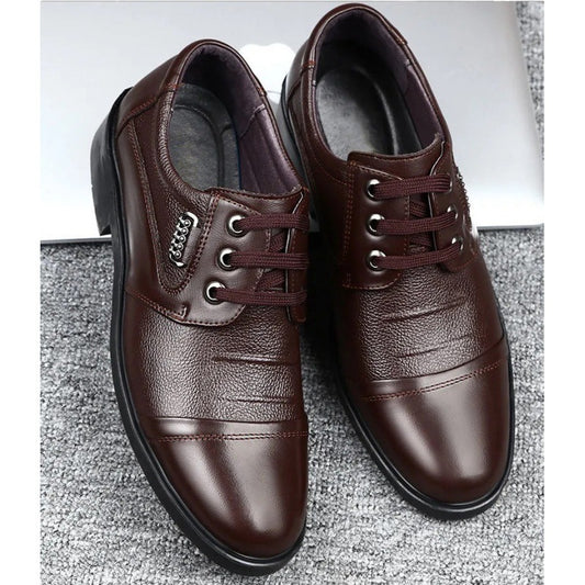 Men's Casual Leather Shoes - Lychee Pattern