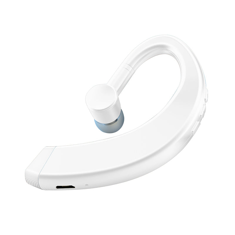 White Bluetooth earbud on a white background