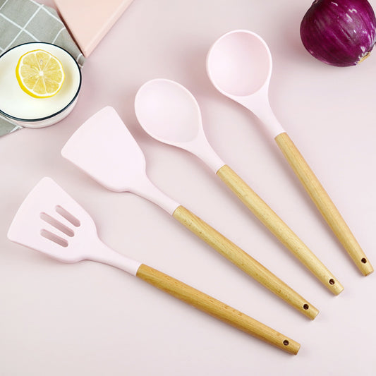 Baking Tools Non-stick Cookware Silicone Spatula With Wooden Handle Kitchenware Tube