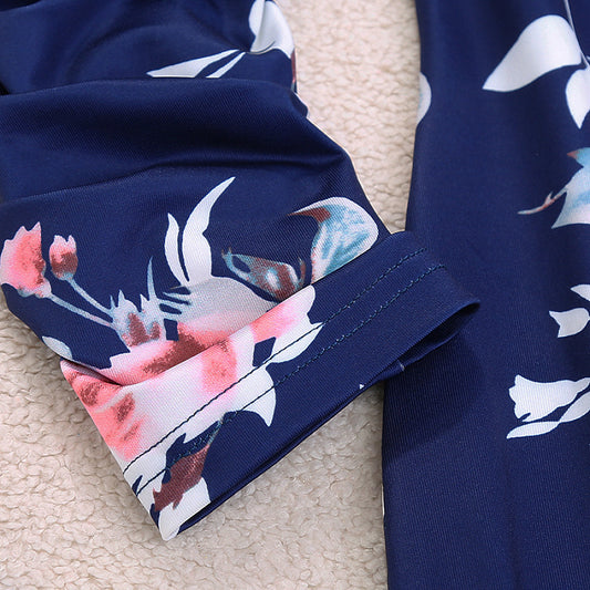 Matching Mother-Daughter Long Sleeve Floral Dresses