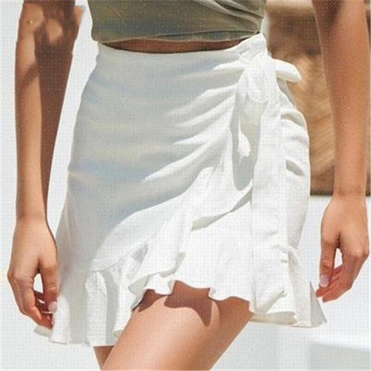 Women's Casual Elegant Bubble Linen Skirt Dresses - Waisted & Comfortable
