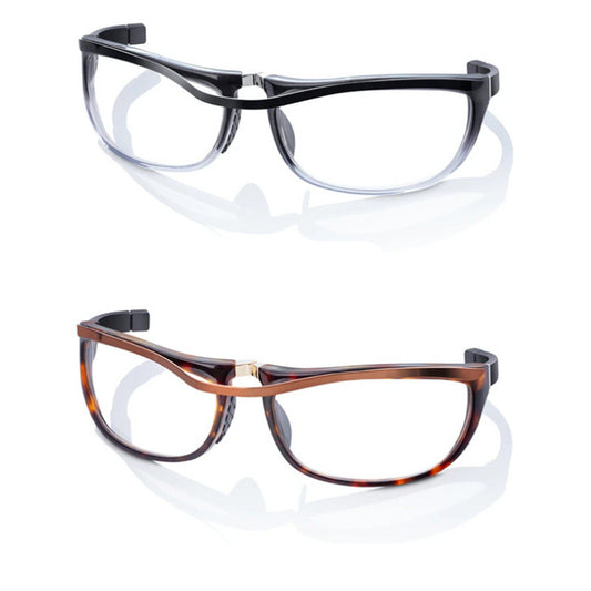 Two pairs of eyeglasses on a white background