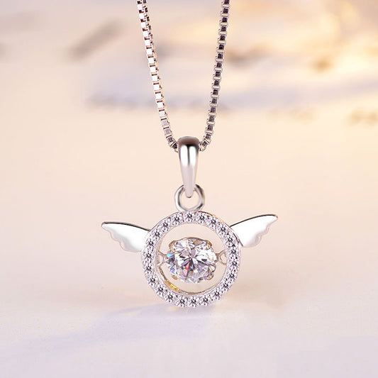 Silver S925 Jewelry - Simple Fashion Heartbeat Angel Pendant for Women