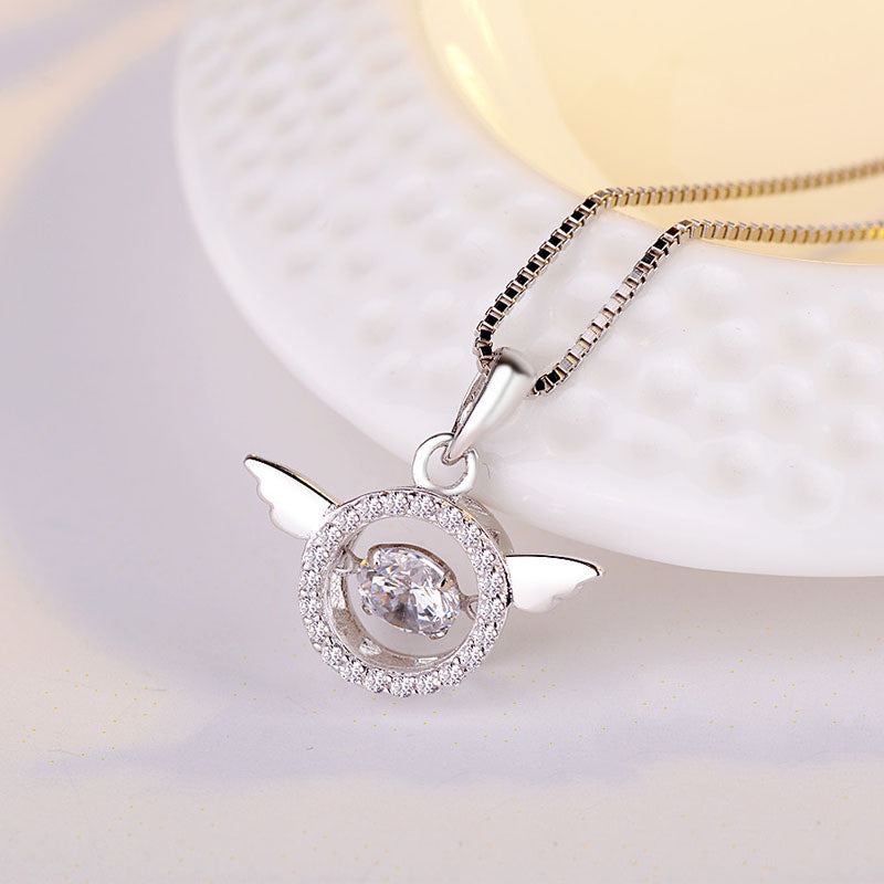 Silver S925 Jewelry - Simple Fashion Heartbeat Angel Pendant for Women