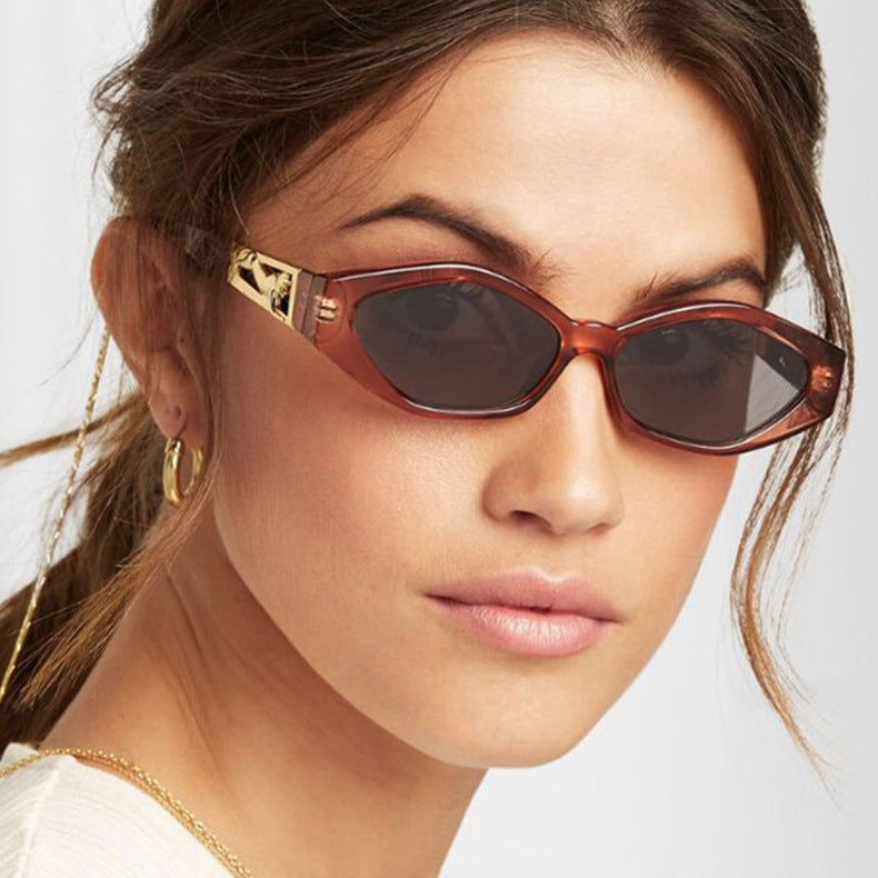 Retro Small Frame Polygon Cat Eye Sunglasses for Women