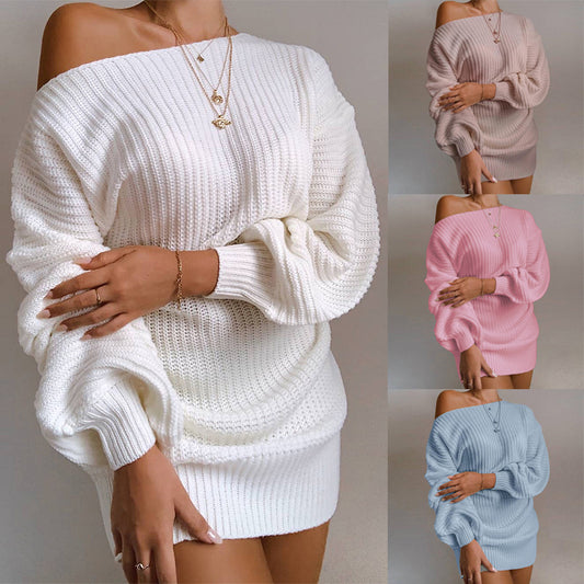 OrangeA Off Shoulder Knitted Sweater Dress - Elegant Streetwear for Women
