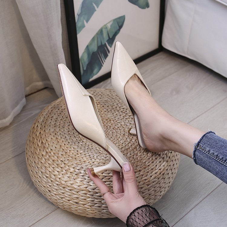 Women's Shoes Summer Pointed Toe Baotou Half Drag Women's Stiletto High Heel Set Foot Fashion Sandals And Slippers Women
