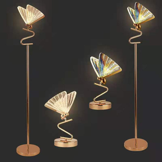 Decorative floor lamps with fan design on a dark background