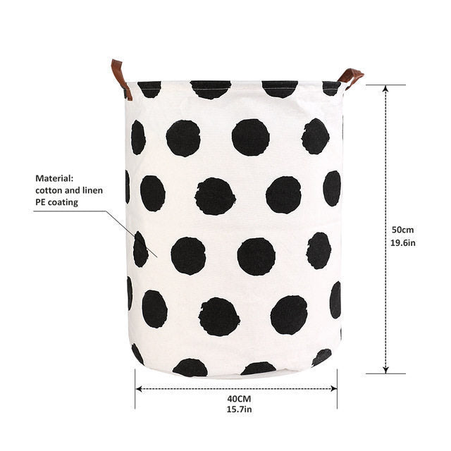 1pc Folding Laundry Basket Round Storage Bin Bag Large Hampe